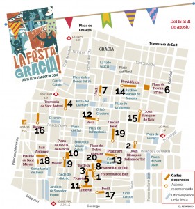 Mapa de calles decoradas premiadas concurso fiestas de gràcia