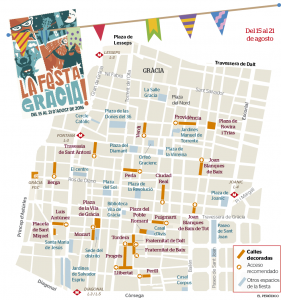 Mapa calles decoradas fiestas gracia 2016